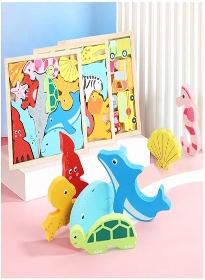 Nuwishtek Wooden Puzzles Toddler Toys Gifts for 3 Year and Above Old Boys Girls, Animal Jigsaw Puzzles Montessori Toys, Learning Educational Christmas (Animals Jigsaw Puzzle) - Image 2